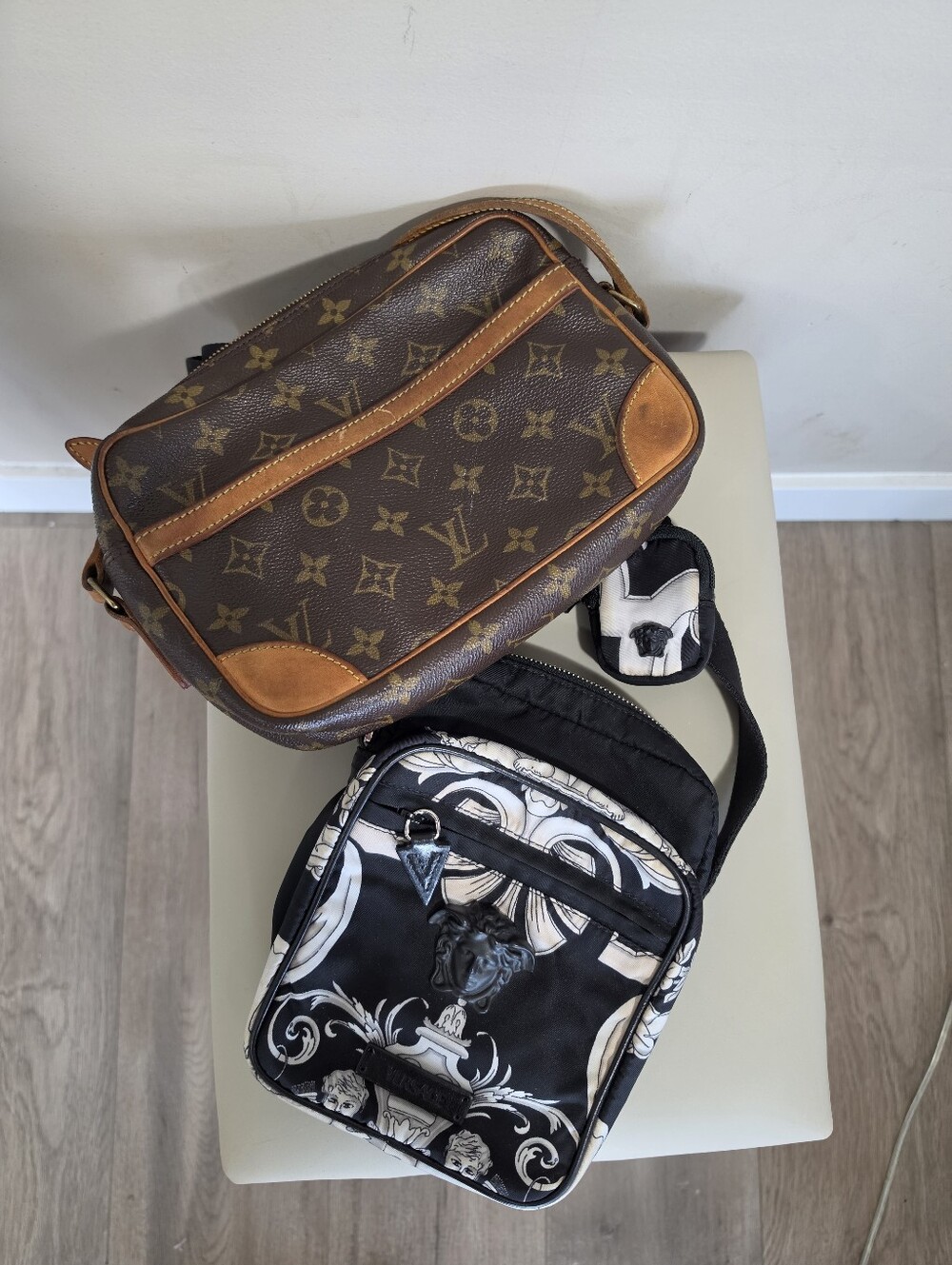 Louis Vuitton and Versace crossbody bundle